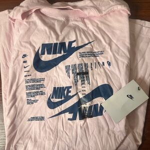 Nike Light Pink Tee with Navy Graphic Logos